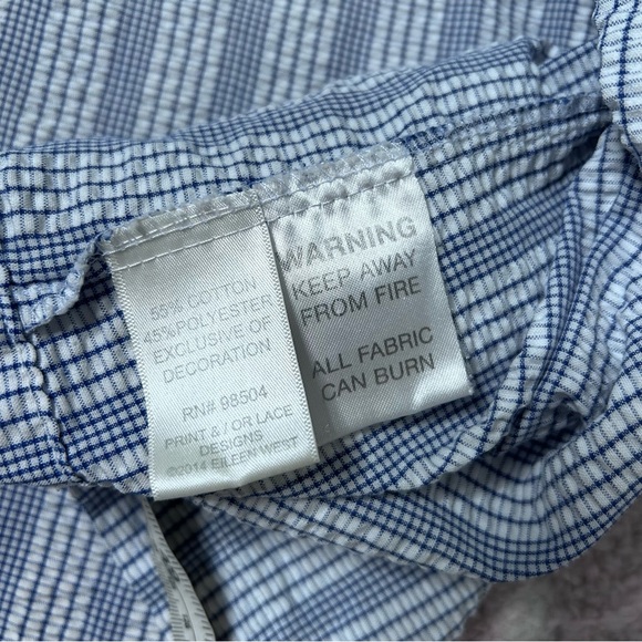 Eileen West Blue Off White Plaid Stripe Robe 3/4 Sleeves Size Small Medium - Picture 4 of 15